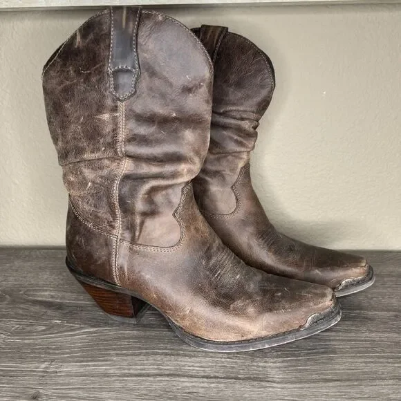 Durango Crush Women Brown Leather Slouch Western Boots 8.5M Distressed RD3494 - Picture 4 of 12